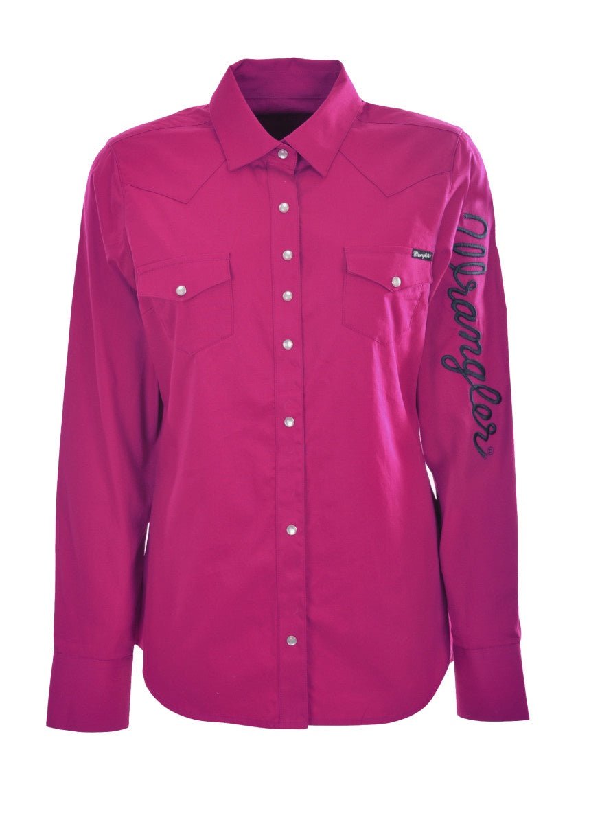 Wrangler Womens LS Drill Shirt Pink - Aitken's Saddlery