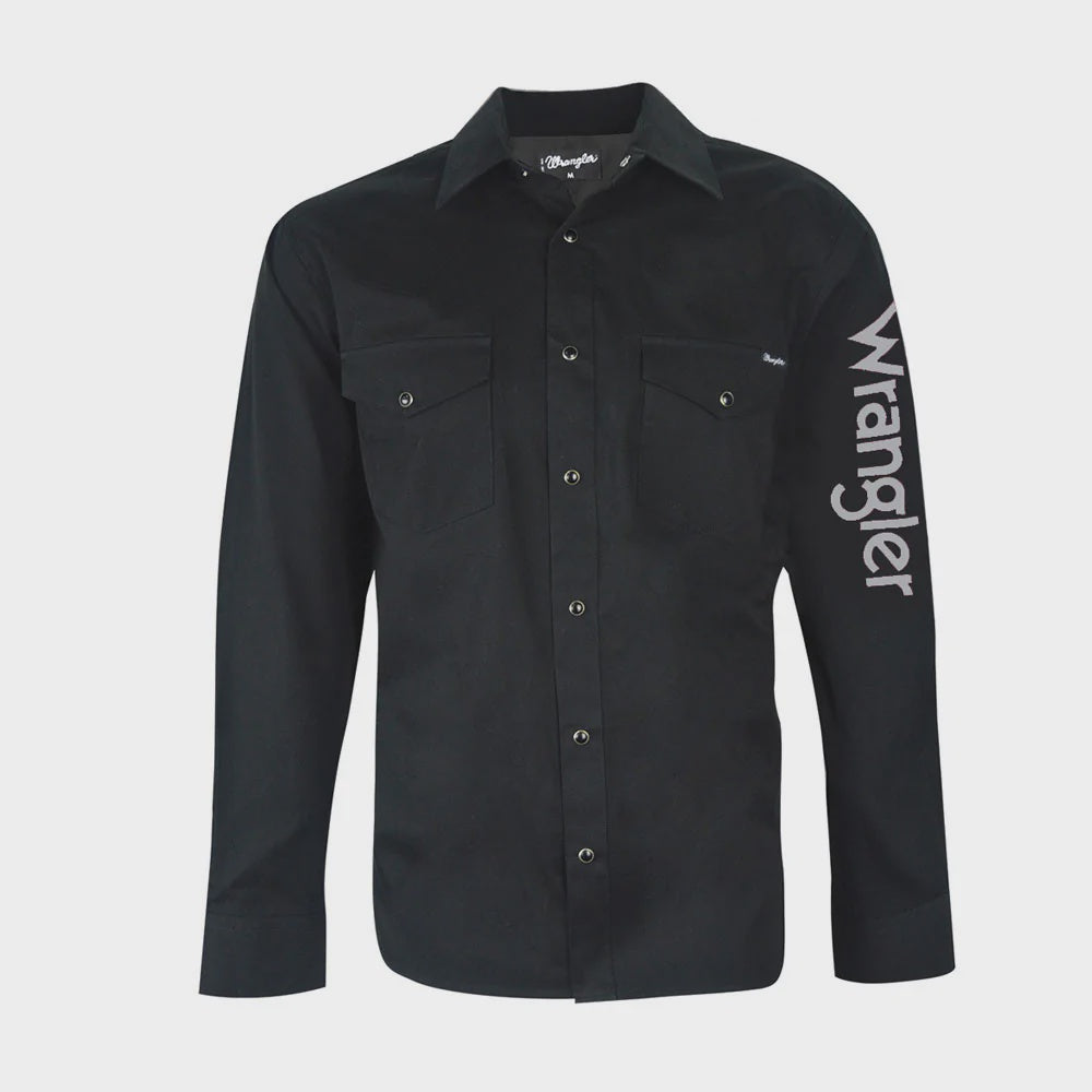 Wrangler Logo Rodeo Long Sleeve Drill Shirt