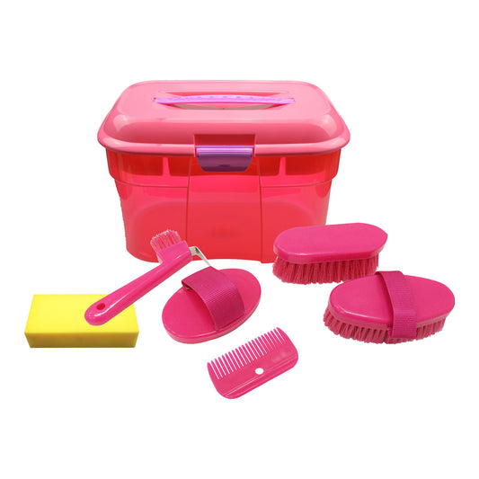 Colourful Seven Piece Grooming Box Rose Pink