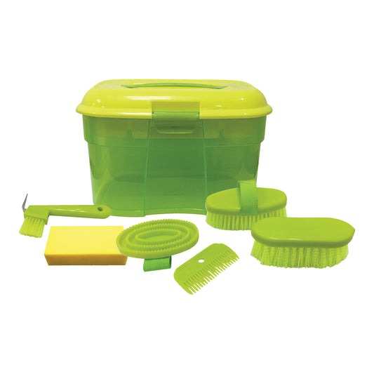 Colourful Seven Piece Grooming Box Lime Green