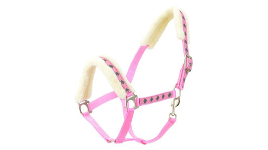 Rancher Fleece Lined Check Halter Pink