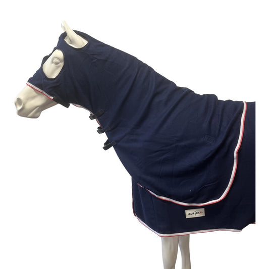Polar Fleece Hood Navy with Red & White Trim