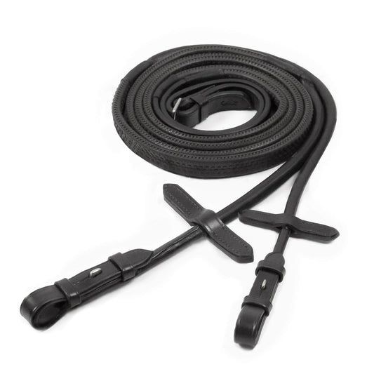 Schockemohle Rubber Grip Rolled Reins Black & Silver