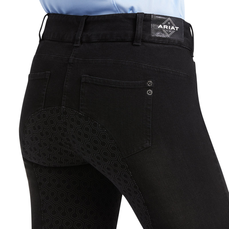 Ariat Halo B Denim Full Seat Ladies Breeches Black Rinse