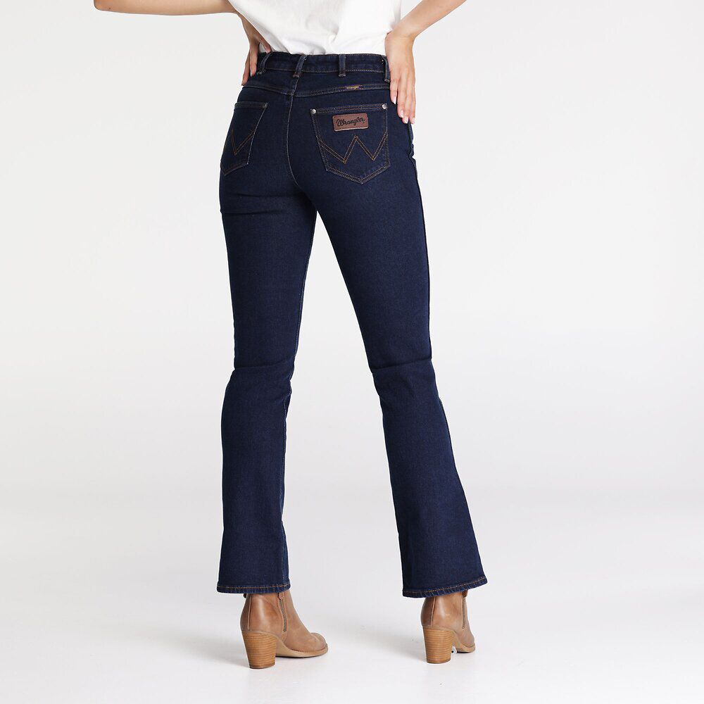 Wrangler Classic Mid Waist Boot Cut Ladies Jeans Original Rinse