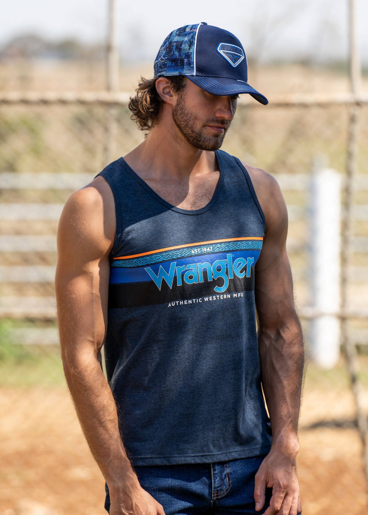 Wrangler Jack Singlet Mens Navy Marle