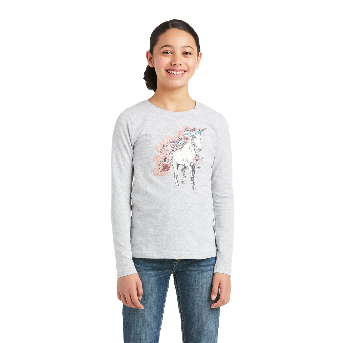 Ariat Girls My Unicorn LS T-Shirt Heather Grey - Aitken's Saddlery