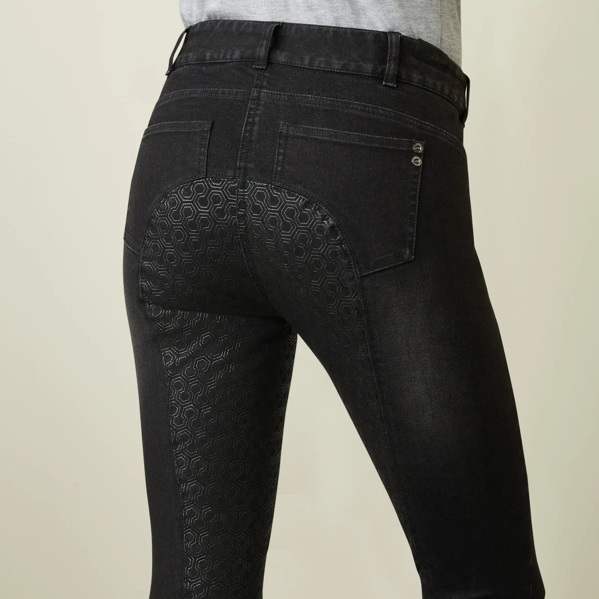 Ariat Halo B Denim Full Seat Ladies Breeches Black Rinse - Aitken's Saddlery
