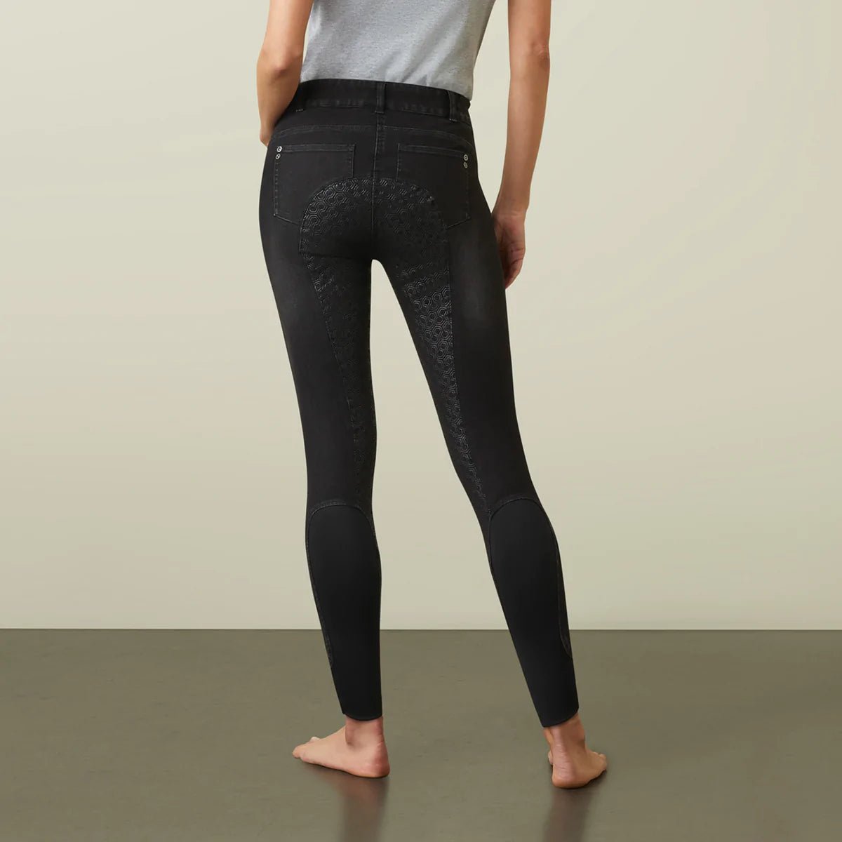 Ariat Halo B Denim Full Seat Ladies Breeches Black Rinse - Aitken's Saddlery