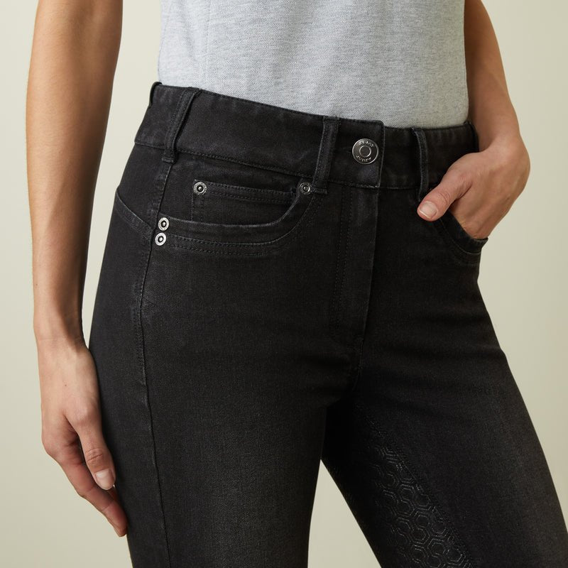 Ariat Halo B Denim Full Seat Ladies Breeches Black Rinse - Aitken's Saddlery