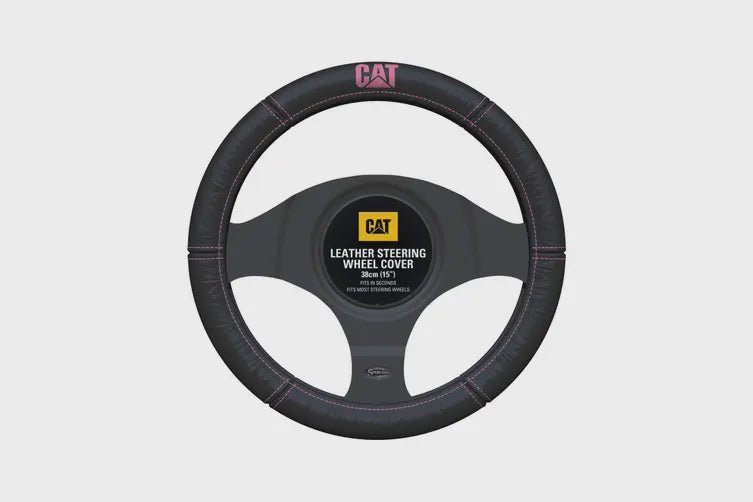 Cat Leather Steering Wheel Cover Pink 38cm - Aitken's Saddlery