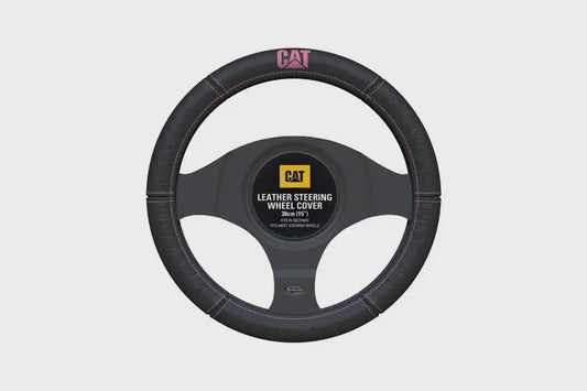 Cat Leather Steering Wheel Cover Pink 38cm - Aitken's Saddlery