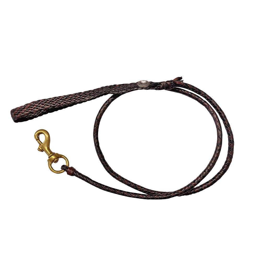 Dog Lead Hand Plaited Roo Hide Lead - Aitken's Saddlery