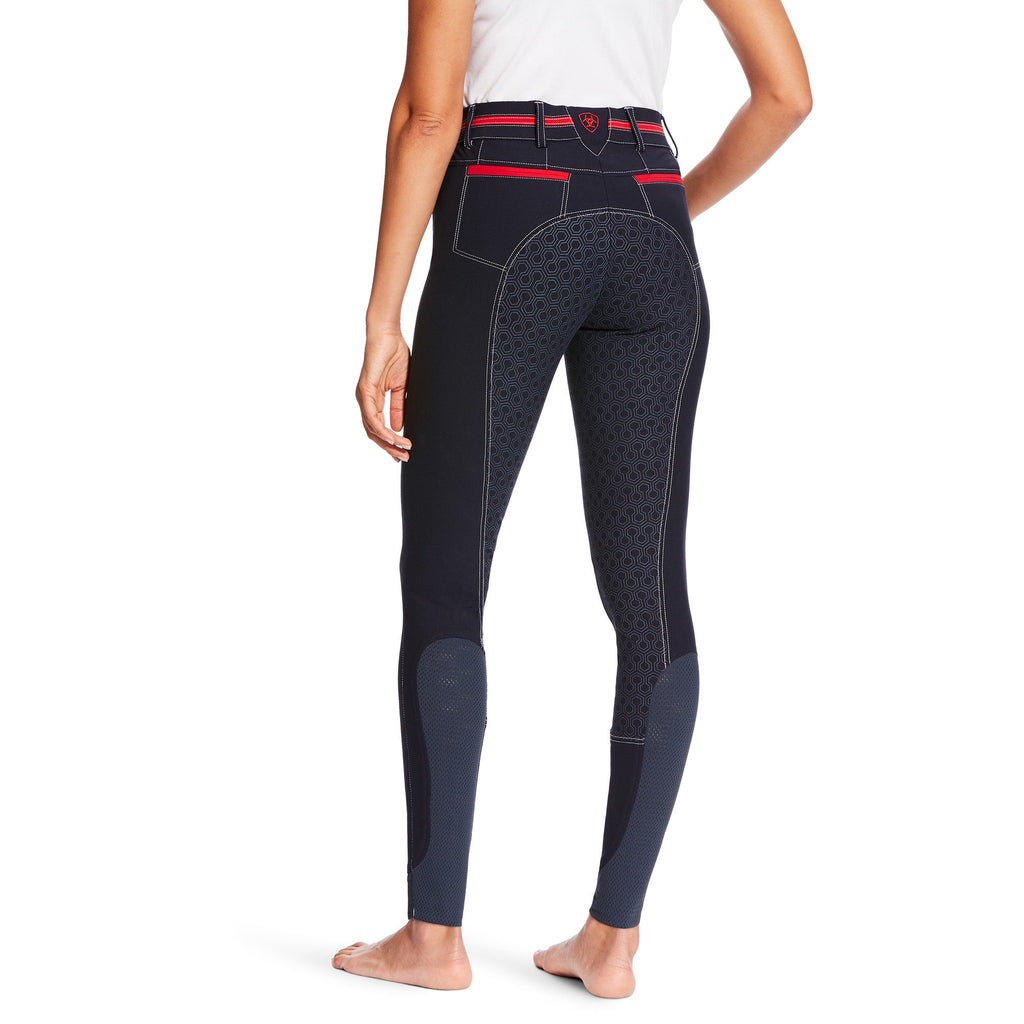 Ariat Heritage Navy breeches with red trim elite grip