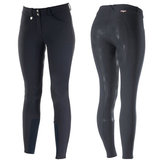 Horze Grand Prix Silicone Ladies Breeches Navy - Aitken's Saddlery