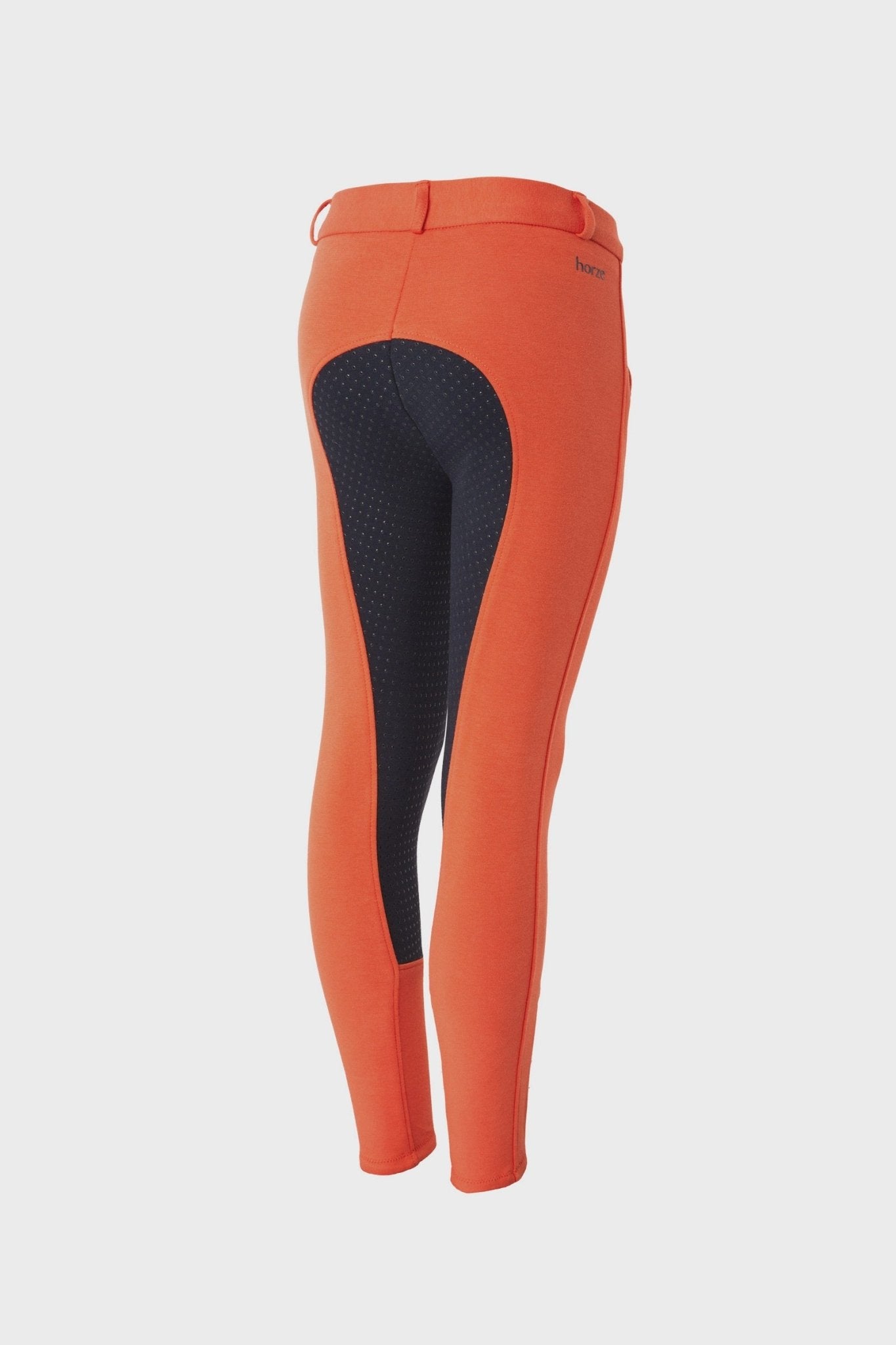 Horze Kids Active Slc FS Breeches Mandarine Orange & Navy - Aitken's Saddlery