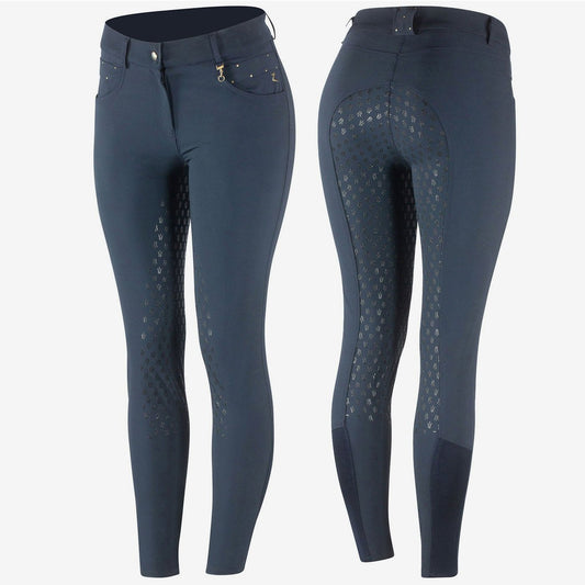 Horze Sienna Ladies Breeches Navy & Gold - Aitken's Saddlery
