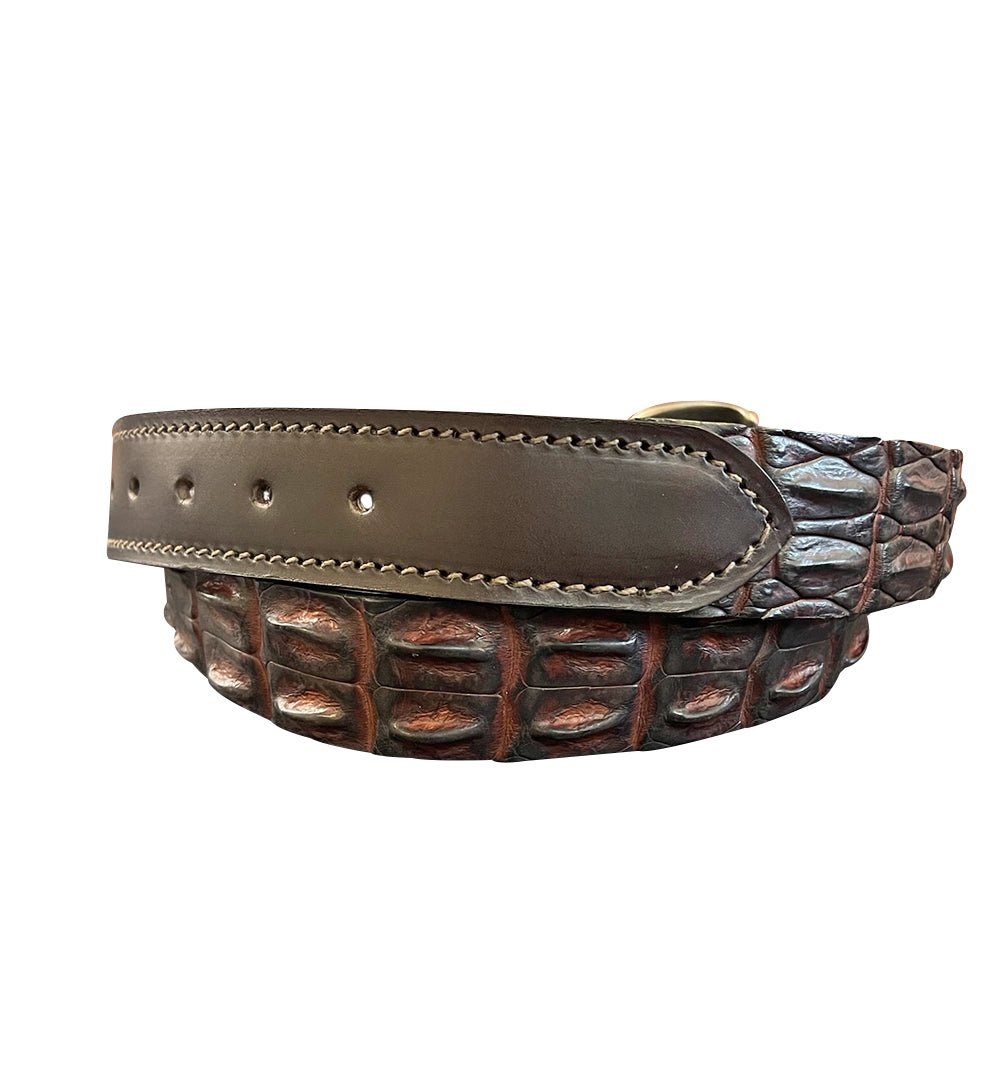 Porter Crocodile Belt Brown & Antique Nickle - Aitken's Saddlery