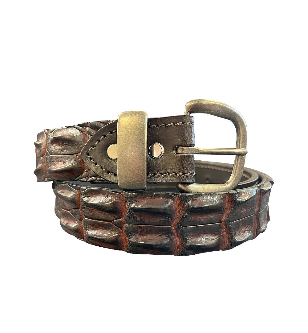 Porter Crocodile Belt Brown & Antique Nickle - Aitken's Saddlery