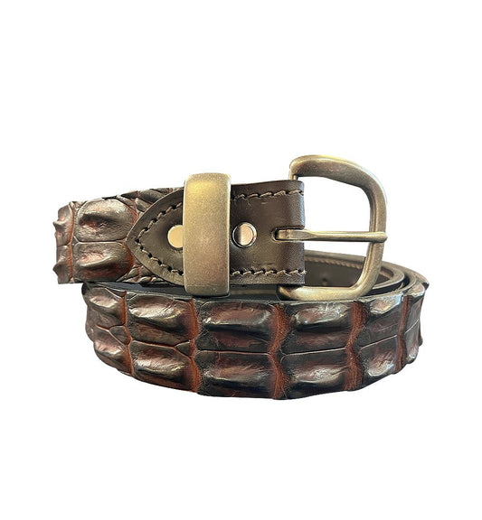 Porter Crocodile Belt Brown & Antique Nickle - Aitken's Saddlery