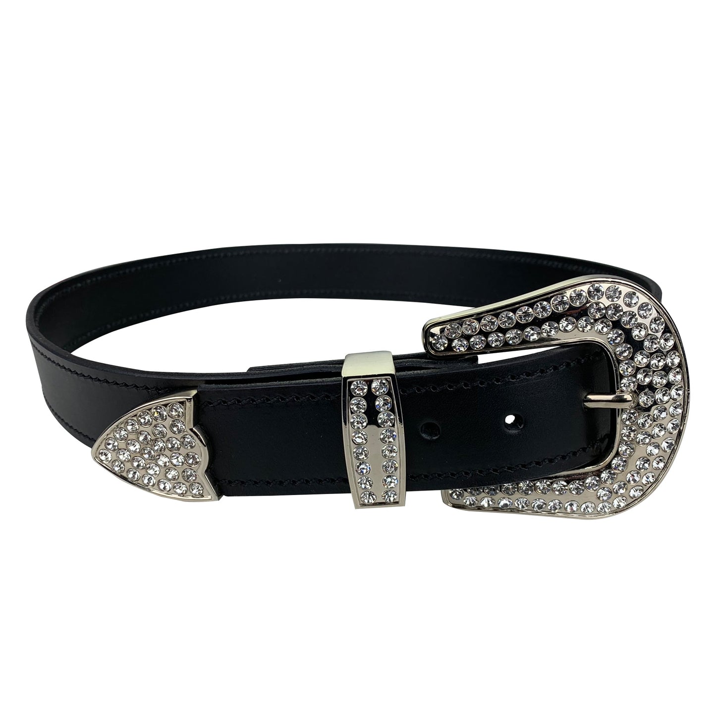 Porter Glam Western Belt Black 1.5 with Silver Buckle - Aitken's Saddlery