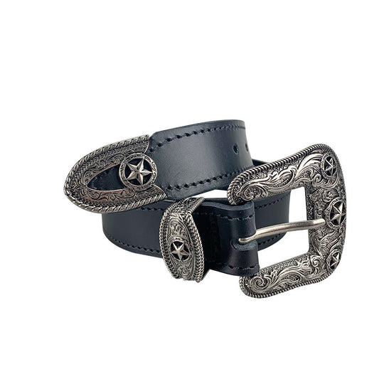 Porter Glam Western Belt Black Antique Nickle Buckle - Aitken's Saddlery