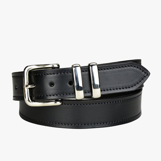 Porter Leather 1.5 Belt Black Silver Buckle - Aitken's Saddlery