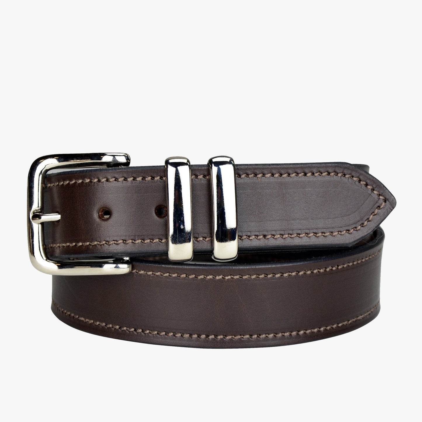 Porter Leather 1.5 Belt Brown Silver Buckle - Aitken's Saddlery