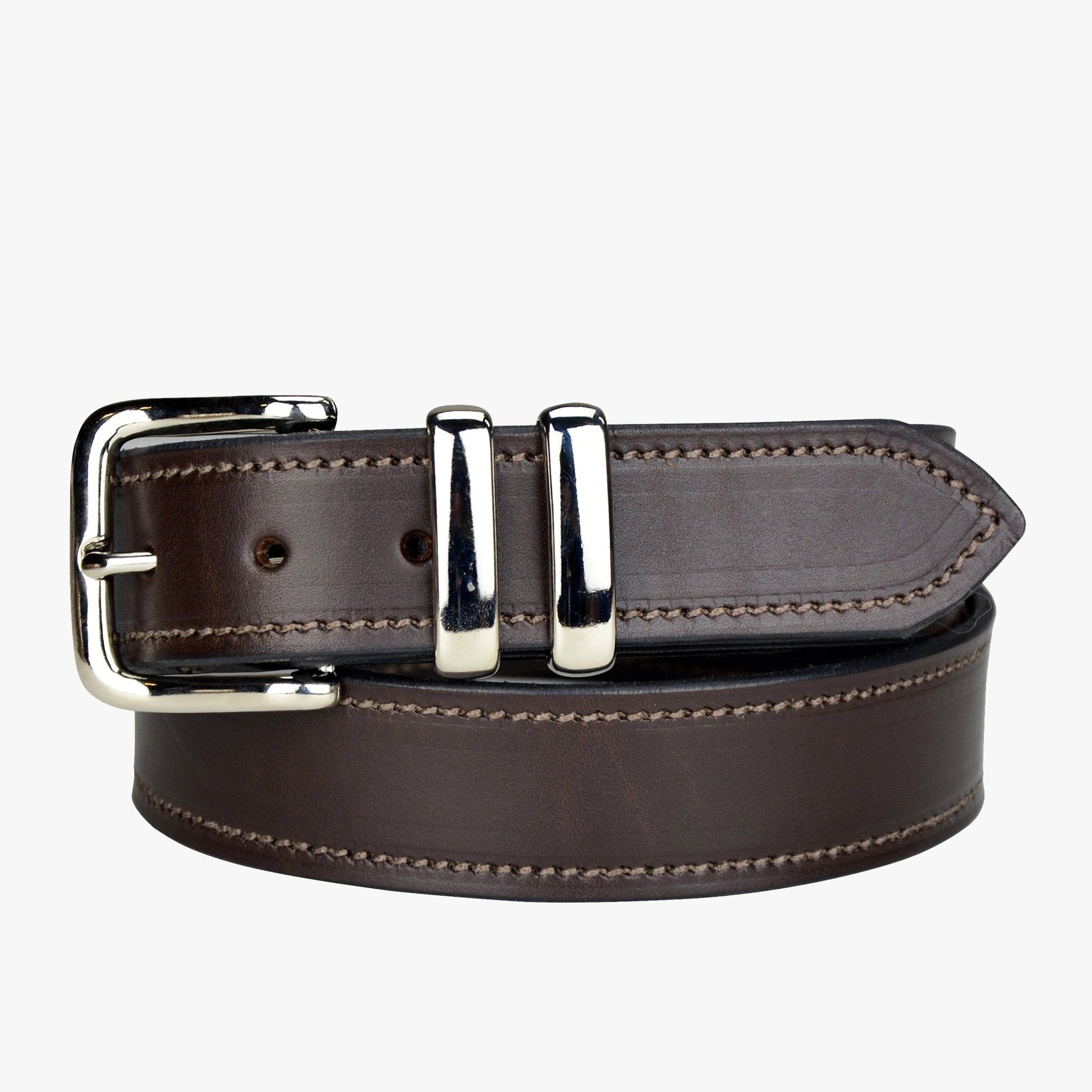 Porter Leather 1.5 Belt Brown Silver Buckle - Aitken's Saddlery
