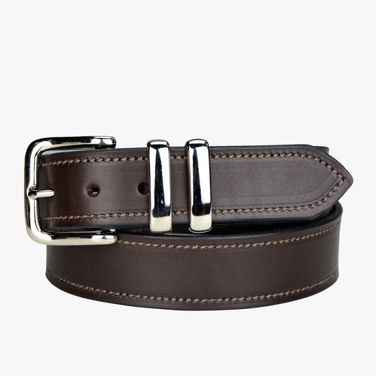 Porter Leather 1.5 Belt Brown Silver Buckle - Aitken's Saddlery