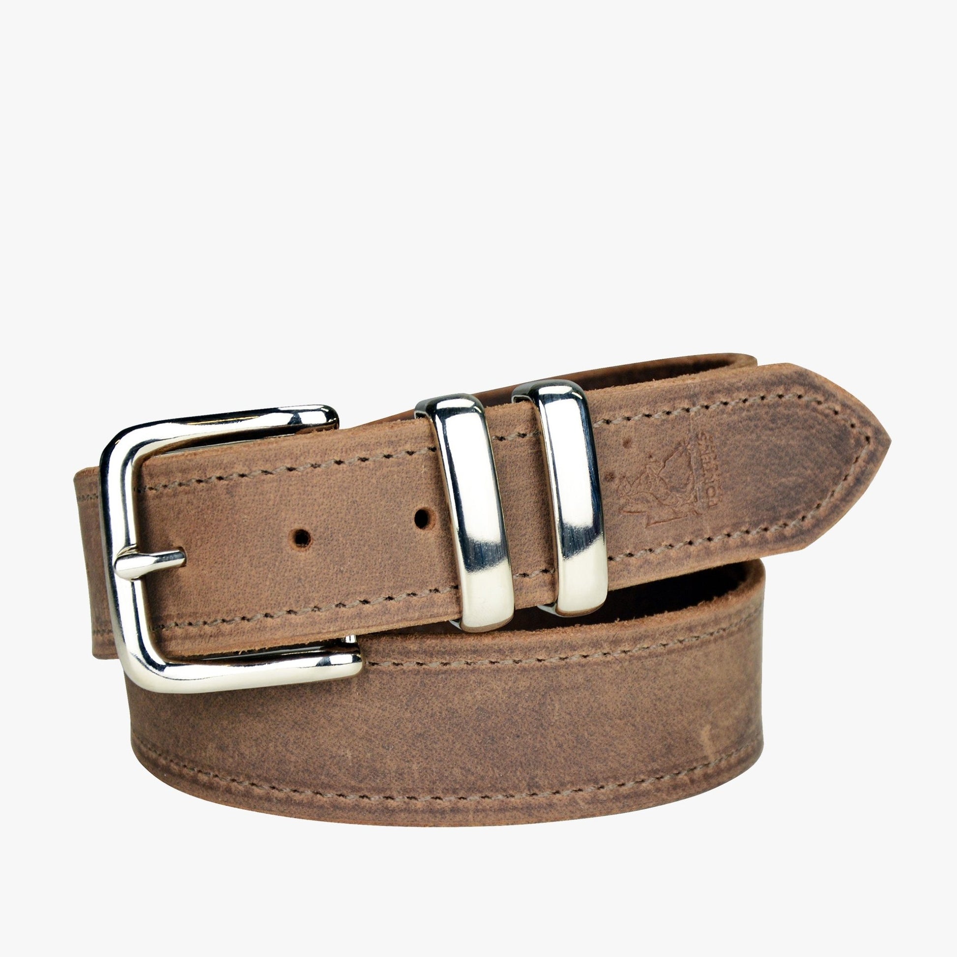 Porter Leather 1.5 Belt Distressed Brown Silver Buckle - Aitken's Saddlery