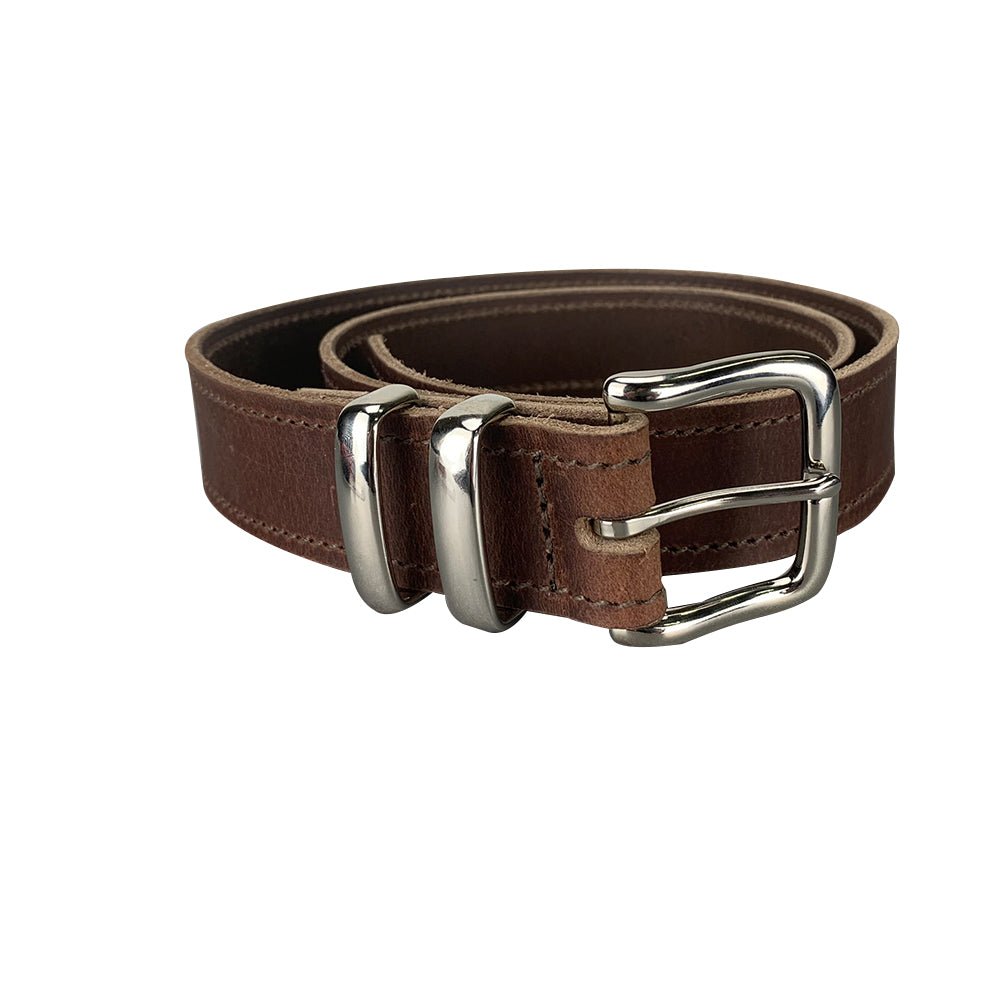 Porter Leather 1.5 Belt Oak Brown Silver Buckle - Aitken's Saddlery