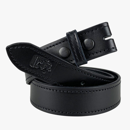 Porter Solid Hide Belt with No Buckle Black - Aitken's Saddlery