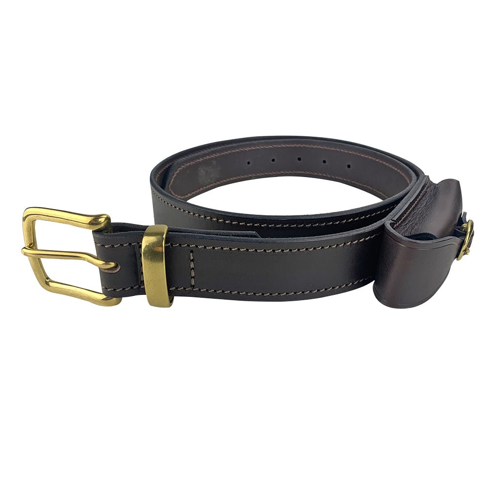 Porter Solid Leather Belt with Knife Pouch Brown Buckle - Aitken's Saddlery