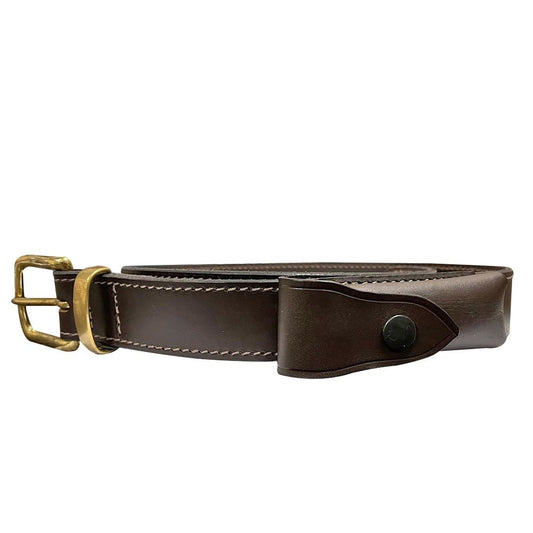 Porter Solid Leather Belt with Knife Pouch Brown Press Stud - Aitken's Saddlery