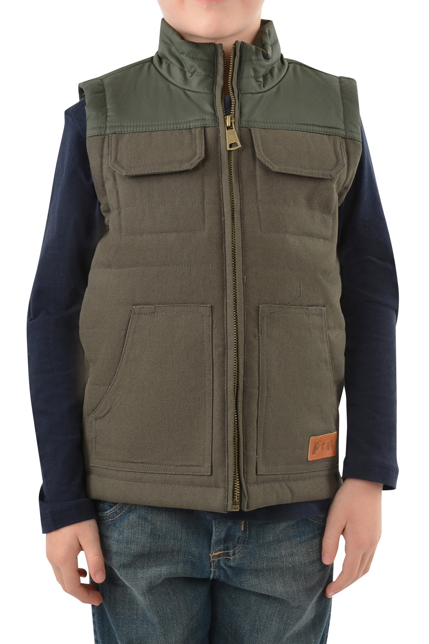 Pure Western Cameron Boys Vest Khaki - Aitken's Saddlery
