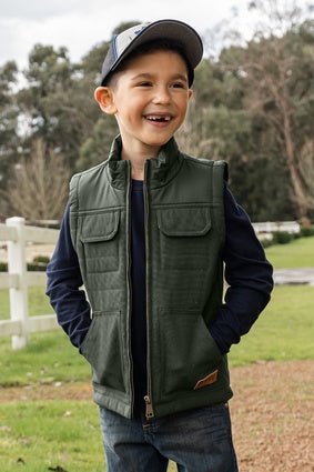 Pure Western Cameron Boys Vest Khaki - Aitken's Saddlery