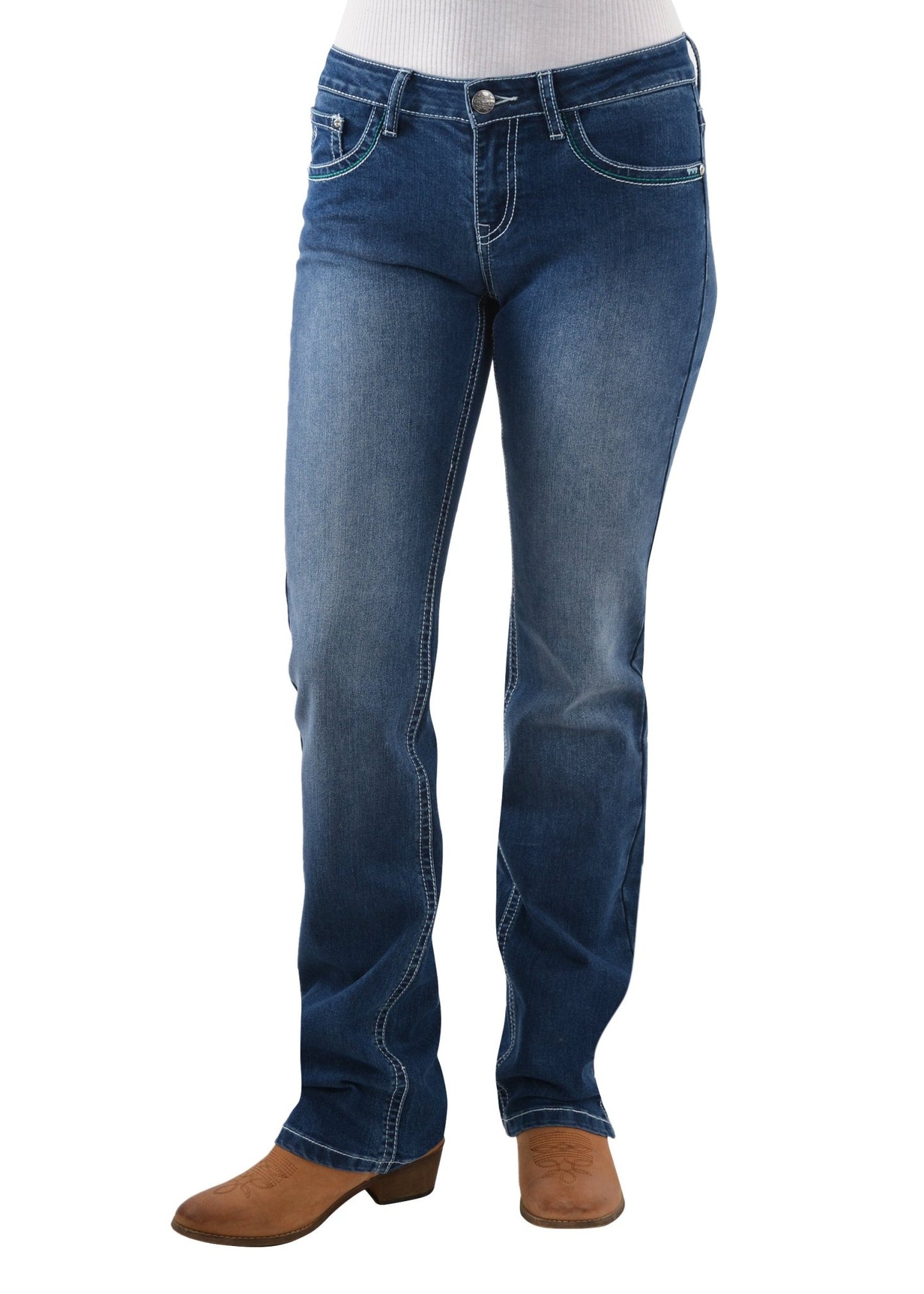 Pure Western Camila Ladies Straight Leg Jean True Blue - Aitken's Saddlery
