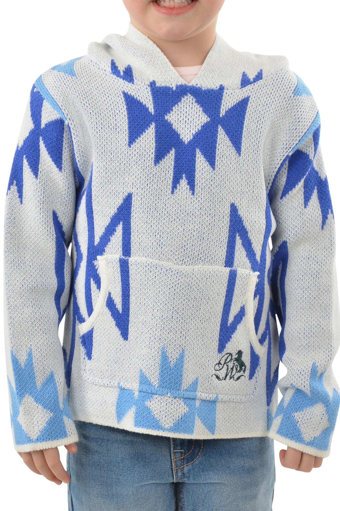 Pure Western Khloe Knitted Girls Pullover Cream & Blue - Aitken's Saddlery