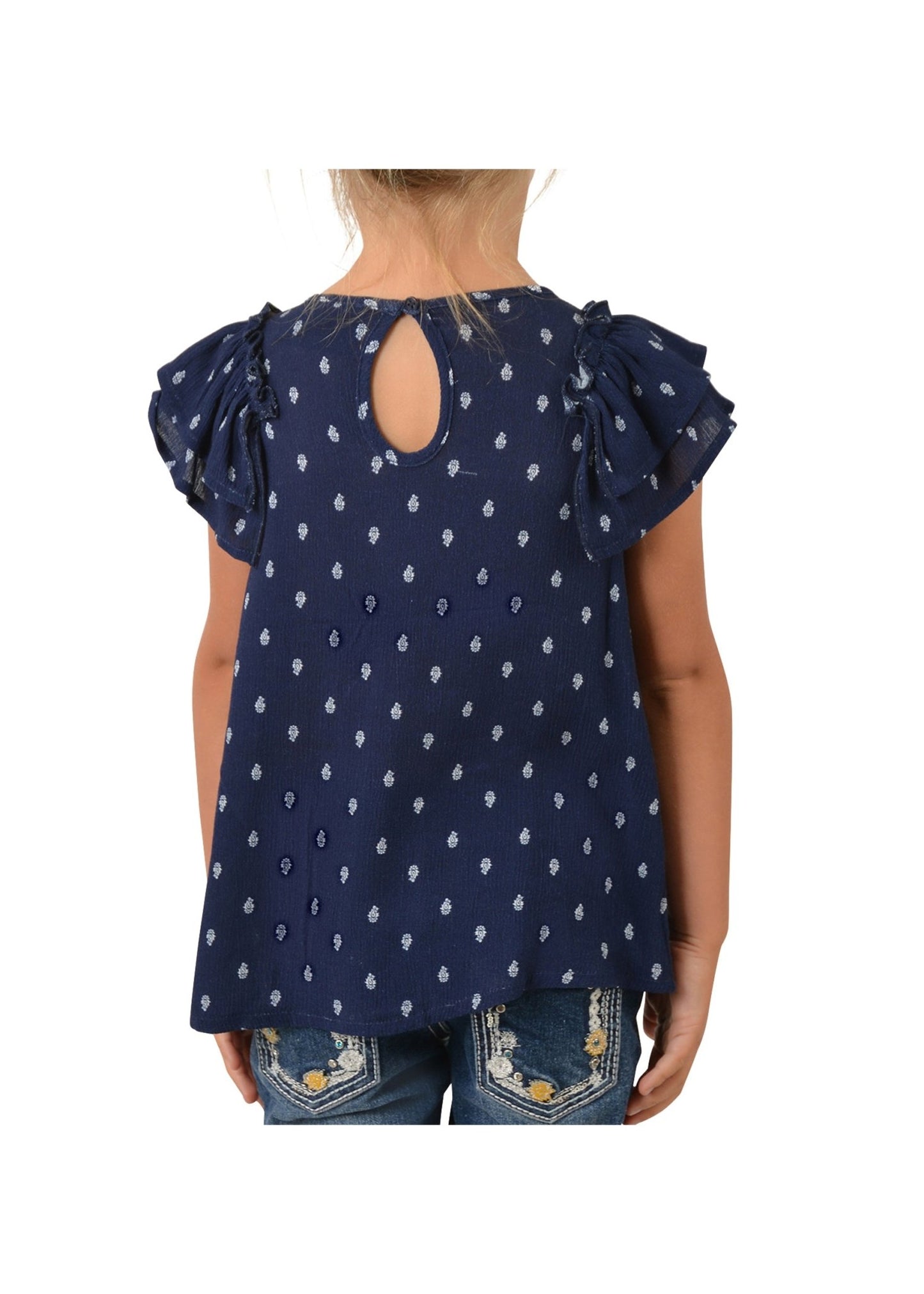 Pure Western Maddie Girls Blouse Navy - Aitken's Saddlery