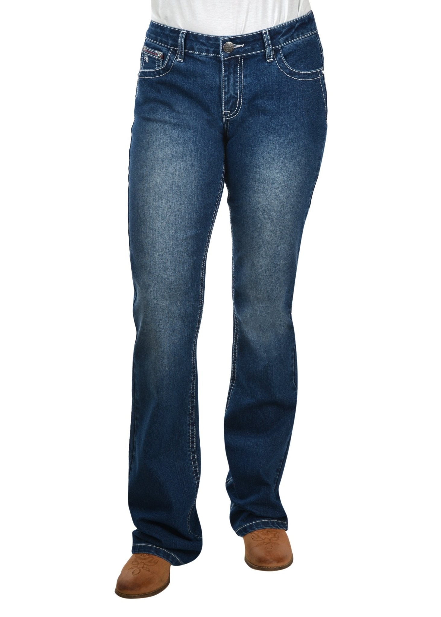 Pure Western Skylar Relaxed Rider Ladies Jeans True Blue - Aitken's Saddlery