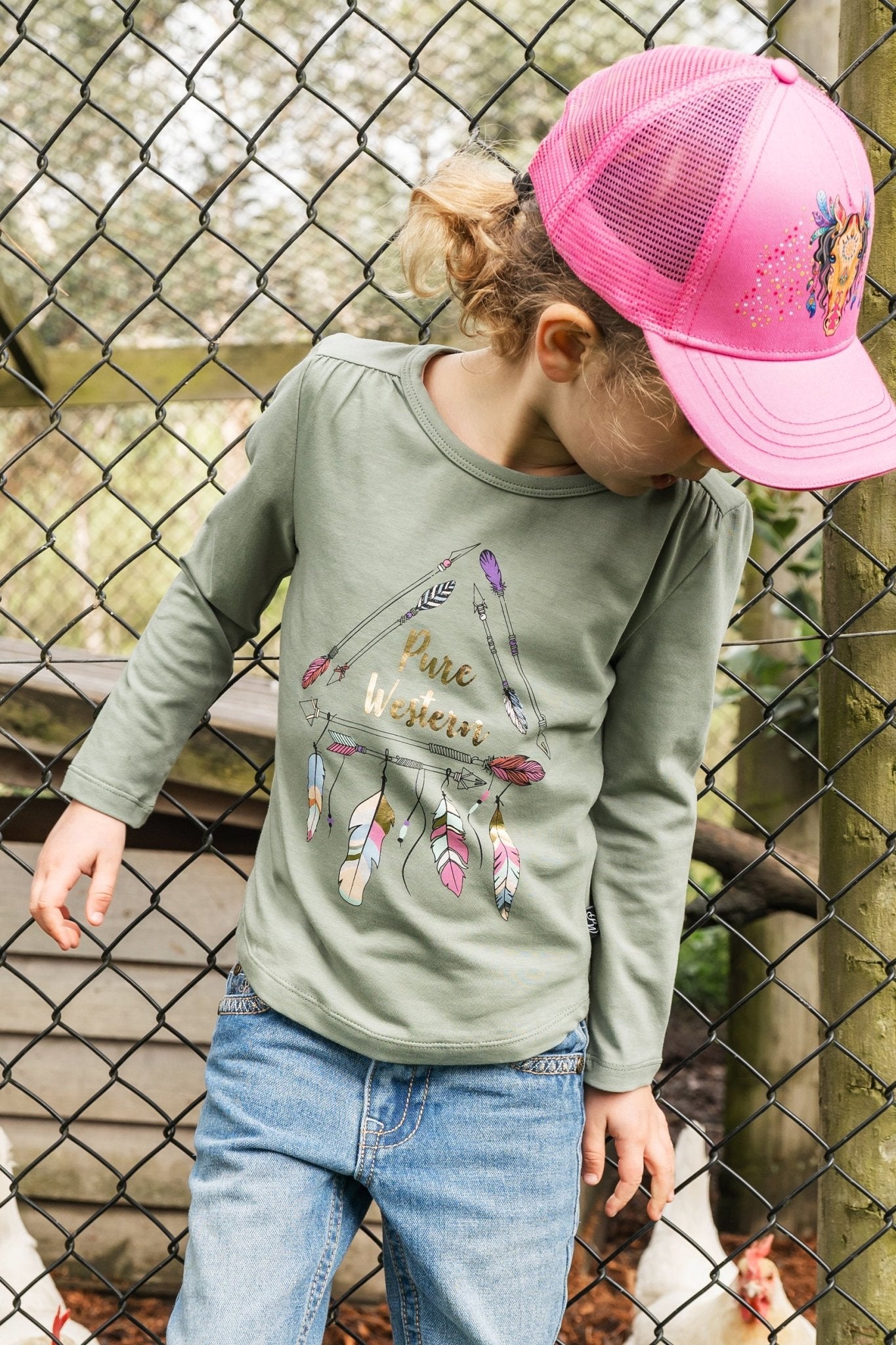 Pure Western Spike LS Girls Tee Moss - Aitken's Saddlery