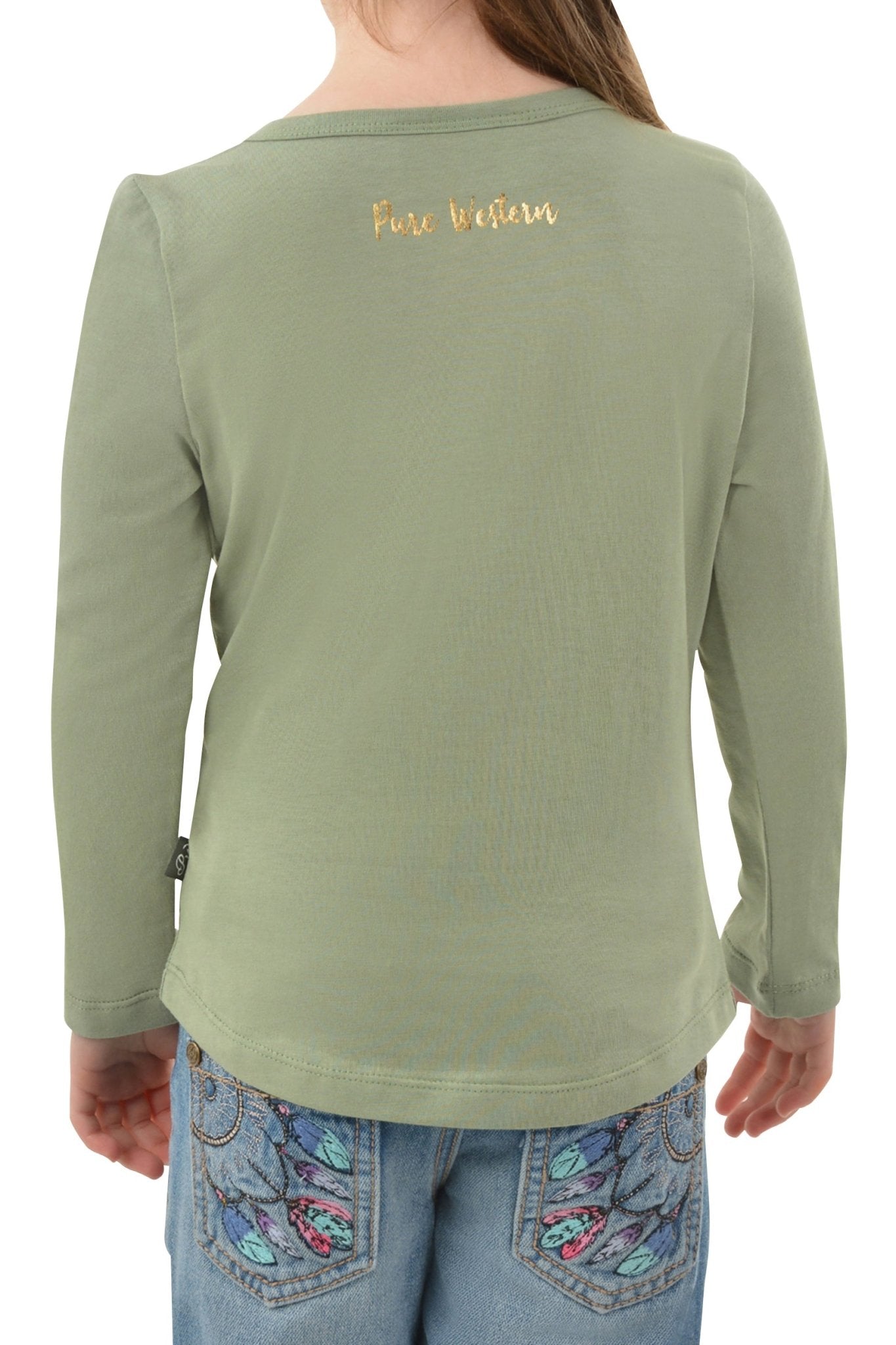 Pure Western Spike LS Girls Tee Moss - Aitken's Saddlery