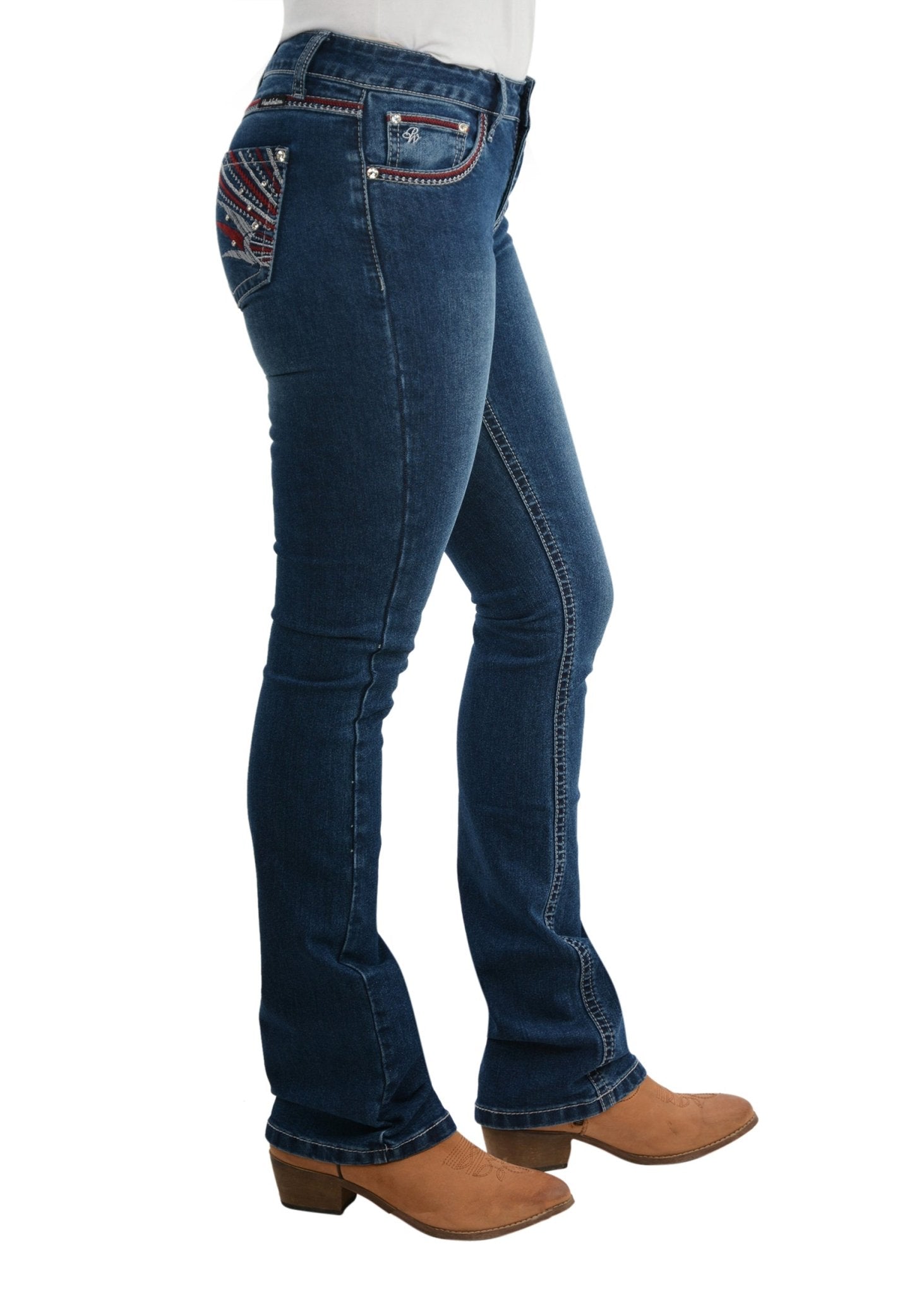Pure Western Steph Boot Cut Ladies Jeans Old Indigo - Aitken's Saddlery