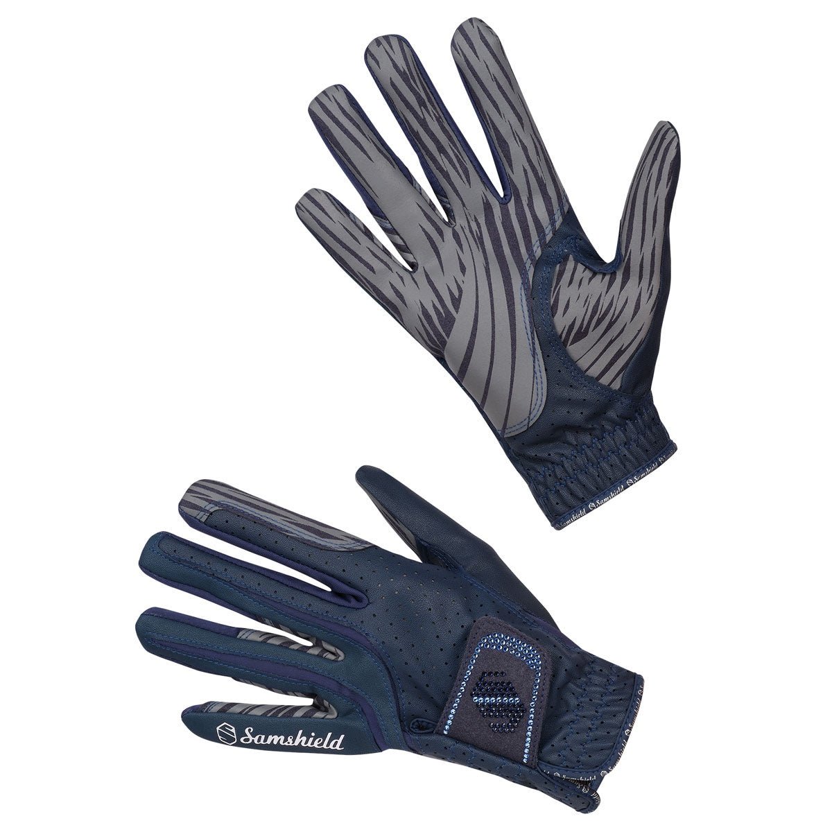 Samshield V Skin Swarovski Gloves Navy & Blue - Aitken's Saddlery