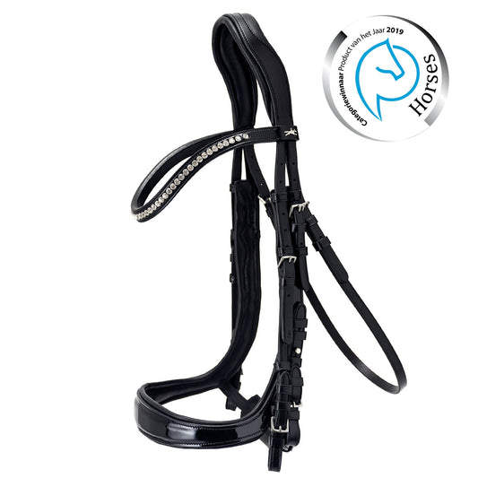 Schockemohle Equitus Gamma Bridle Black Patent - Aitken's Saddlery