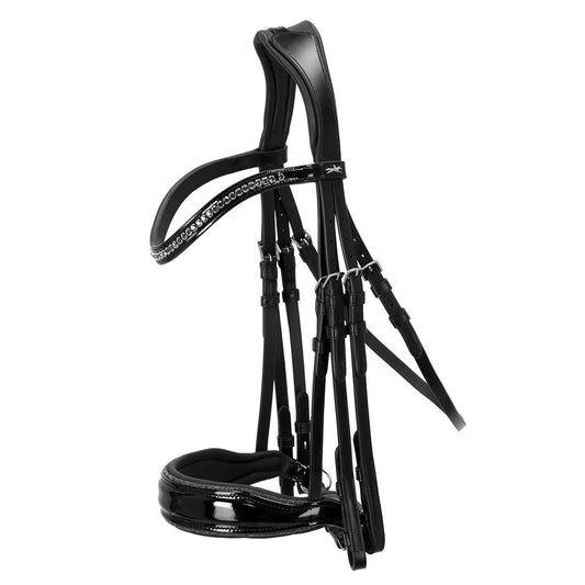 Schockemohle Milan Glam Double Black Patent & Silver Bridle - Aitken's Saddlery