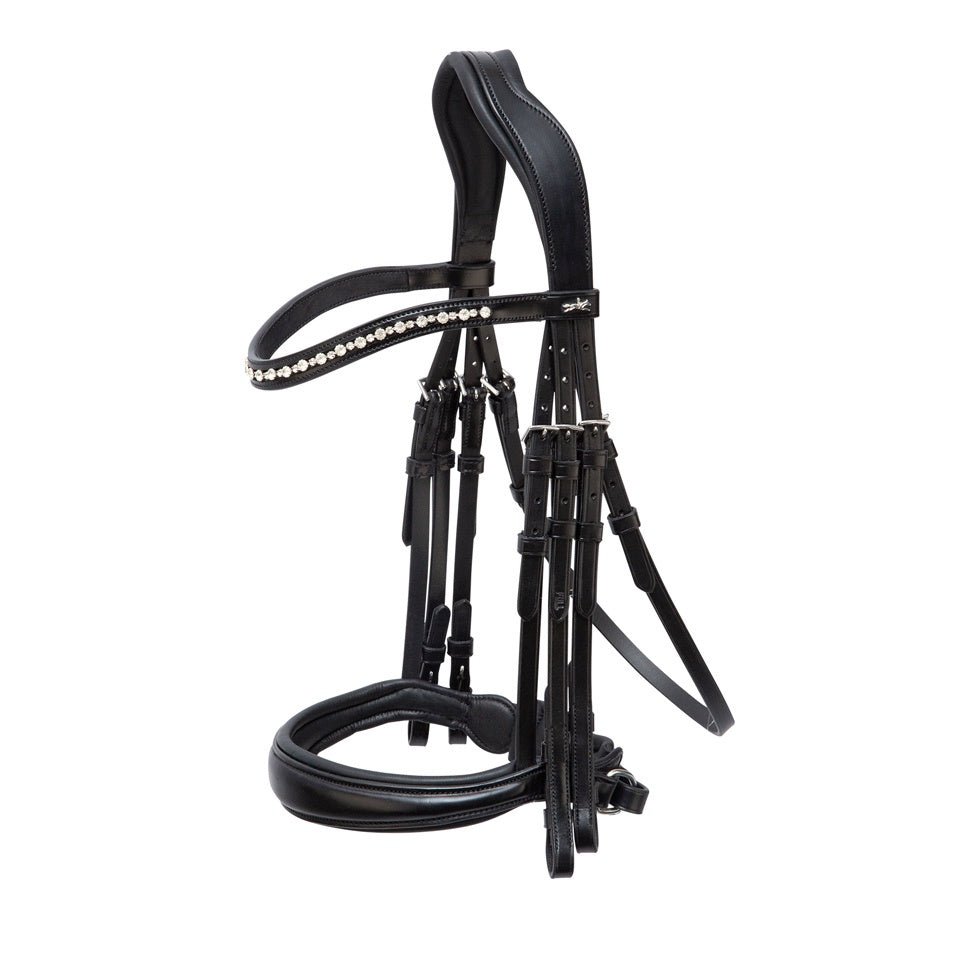 Schockemohle Milton Double Bridle Black with Silver - Aitken's Saddlery