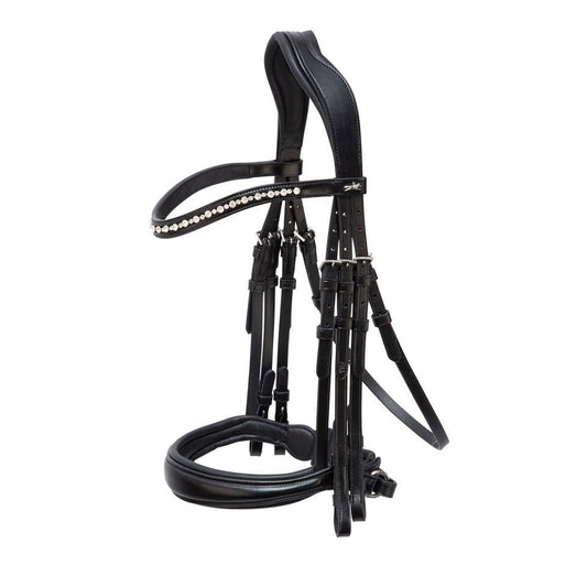 Schockemohle Milton Double Bridle Black with Silver - Aitken's Saddlery