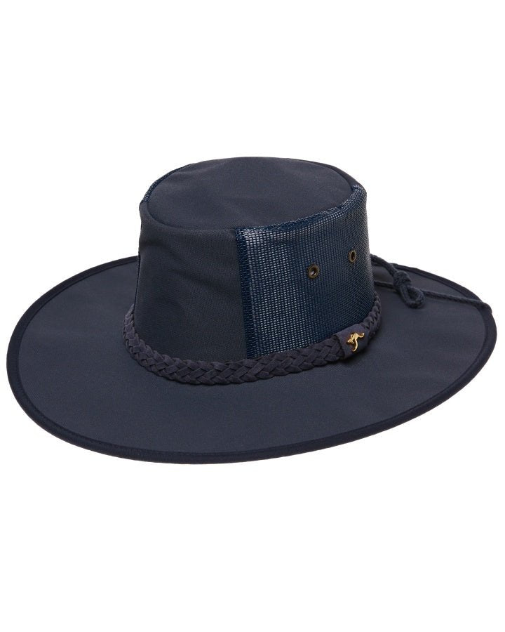 Statesman Sea Breeze 4 Part Canvas Hat Navy - Aitken's Saddlery